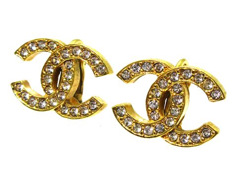 chanel clip earrings rhinestone|Chanel earrings for sale.